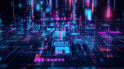 Poster - Futuristic Background with Vibrant Neon Lines Creating a Dynamic and Colorful Atmosphere Ideal for Modern Design and Technological Themes in Art