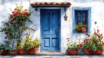  beautiful door clipart watercolor illustration hand painted digital artwork