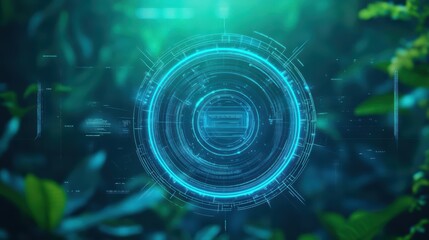 Poster - Futuristic Technology Background Featuring an Illuminated Circle of Blue Lights Creating a Modern Atmosphere of Innovation and Advancement in Design