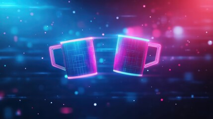 Poster - Two Glowing Cubes Illuminating the Darkness with a Mysterious Aura Creating a Futuristic and Enigmatic Atmosphere in a Dimly Lit Environment