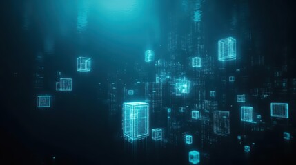 Poster - a captivating scene of a dark blue background illuminated by bright glowing lights creating an enigm