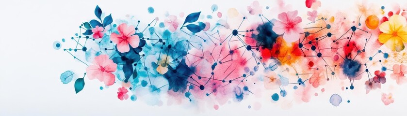 Poster - Vibrant Expression of Nature with a Canvas Filled with Colorful Flowers Brightly Blooming Against a Simple White Background Evoking Joy and Serenity
