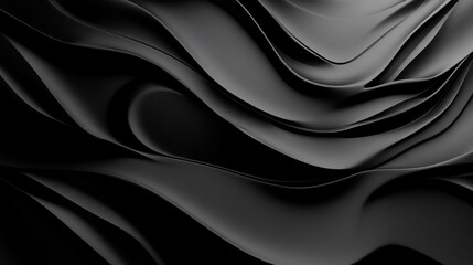 Poster - Abstract Black Waves: Elegant Swirling Dark Grey and Black Fluid Texture Background Design