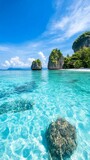 Tropical beach, clear water, island view, vacation