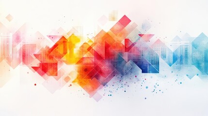 Poster - A vibrant abstract design featuring colorful geometric shapes blending seamlessly, creating a modern artistic backdrop.