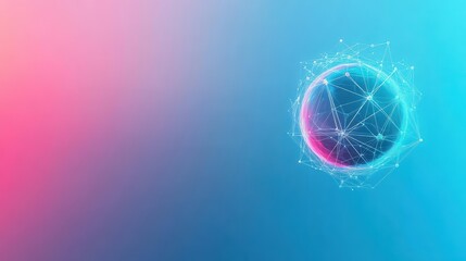 Poster - A vibrant digital sphere representing connection and technology in a stunning gradient background of blue and pink hues.