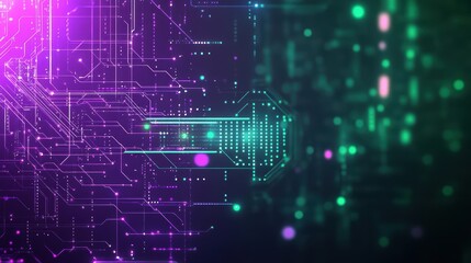 Poster - Abstract technology background with glowing circuits and vibrant colors, ideal for digital and tech-themed projects.