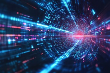 Poster - Abstract tunnel with luminous lines representing speed and technology, ideal for futuristic and sci-fi themes.