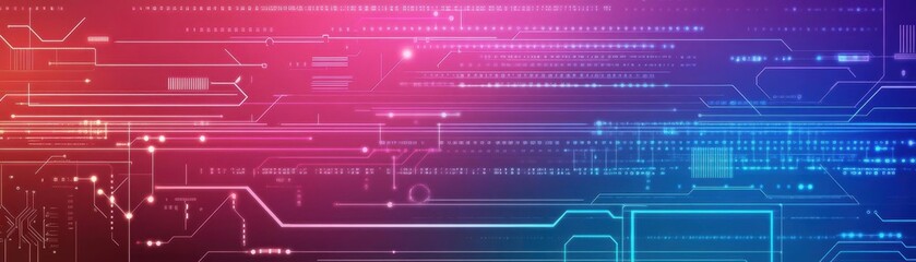 Aufkleber - abstract technology background featuring vibrant lines and circuits in blue and pink hues for digita