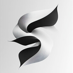 Fototapete - Abstract flowing black and white ribbon shape against gradient background