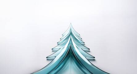 Poster - Stylized tree form, blue translucent material, against white backdrop. Minimalist design with clean, flowing lines. Modern abstract representation.
