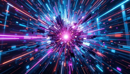 Poster - Vibrant Abstract Background with Colorful Light Rays and Patterns