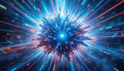 Poster - Dynamic Abstract Burst of Colorful Light and Energy in Motion