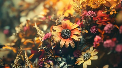 Wall Mural - autumn dried flower bouquet: a stunning still life