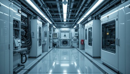 Poster - Futuristic Technology Lab Interior with Advanced Machinery and Equipment