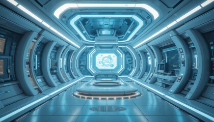 Poster - Futuristic Sci-Fi Interior of a High-Tech Space Station Environment