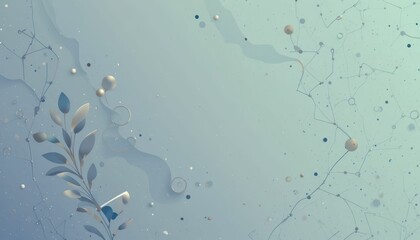 Poster - Abstract Blue Background with Organic Shapes and Delicate Patterns
