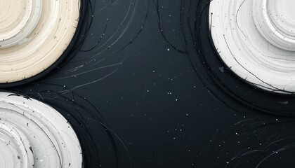 Poster - Abstract Circular Patterns on Dark Background with Textured Lines