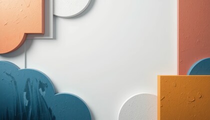 Poster - Abstract Geometric Shapes in Soft Pastel Colors on White Background