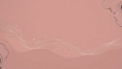 Poster - Soft Pink Abstract Background with Flowing Lines and Cloud Elements