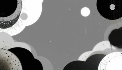 Poster - Abstract Space Design with Geometric Patterns and Monochrome Colors
