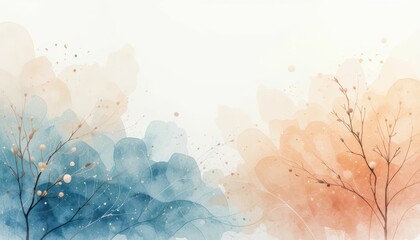 Poster - Soft Watercolor Background with Delicate Floral Elements and Textures