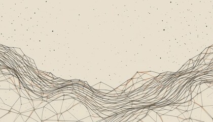 Poster - Abstract Mountain Landscape with Line Art and Neutral Background