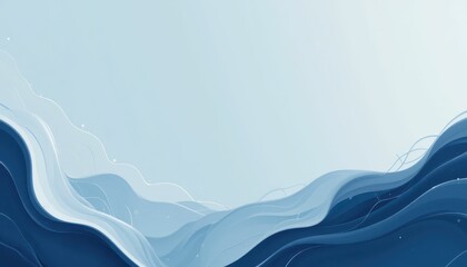 Poster - Serene Abstract Waves in Soft Blue Tones for Tranquil Backgrounds