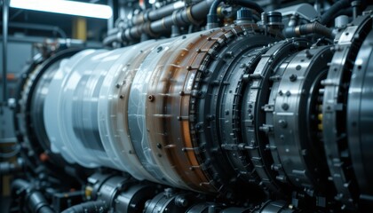 Poster - Detailed Close-Up of Modern Industrial Machinery Component