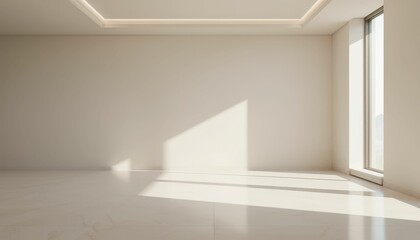 Poster - Bright Minimalist Interior with Sunlight and Clean Lines
