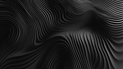 Poster - Abstract Black Wave Pattern: A Study in Depth and Texture