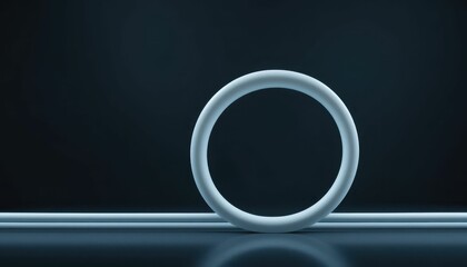 Poster - Minimalistic Blue Circle on Dark Surface with Soft Lighting Effects