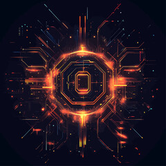Poster - Glowing digital circuit board, technology, future, data transfer, network