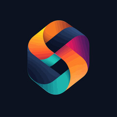 Poster - Abstract Colorful Ribbon Geometric Shape Design on Dark Background