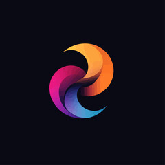Poster - Abstract Gradient Logo Design on Black Background, Modern Illustration