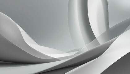 Poster - Abstract Fluid Waves in Soft White and Gray Tones for Design Use