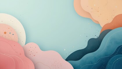 Poster - Abstract pastel clouds with soft curves and soothing color palette