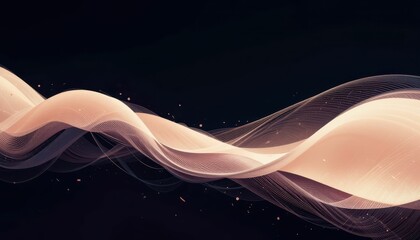 Poster - Soft Flowing Waves of Light in Abstract Motion on Dark Background