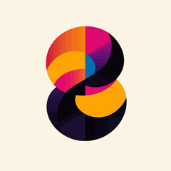 Poster - Abstract Colorful Shape Composition on Cream Background