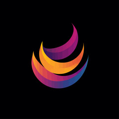Poster - Abstract gradient logo design on a black background.