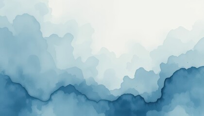 Poster - Soft Blue Clouds Abstract Background with Gentle Gradients