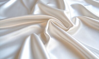Poster - Swirling ivory satin for bedding or fashion with soft light background