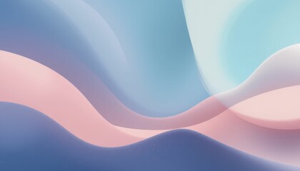 Poster - Soft Abstract Waves in Light Blue and Pink Color Palette Background