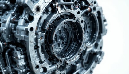 Poster - Detailed Close-Up of Industrial Machine Component with Metal Parts