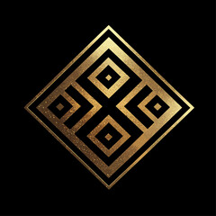 Poster - Golden geometric pattern on black background, art deco design.