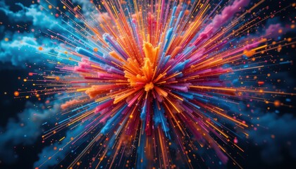 Poster - Vibrant Color Burst with Radiant Rays in Abstract Background