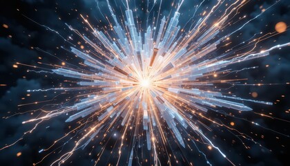 Poster - Dynamic Burst of Light with Abstract Elements Exploding Outward