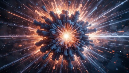 Poster - Abstract Explosion of Light and Shapes in Vibrant Colors
