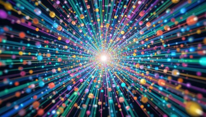 Poster - Colorful Burst of Lights and Particles Radiating from Center