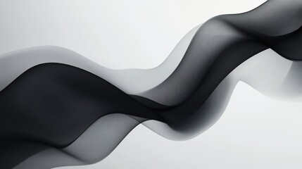 Poster - Abstract Black and White Wave Abstract Art Design, Elegant Swirling Motion Graphic Background